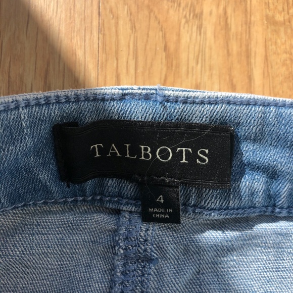 Talbots Embroidered Scallop-Hem Denim Skirt - Picture 2 of 3